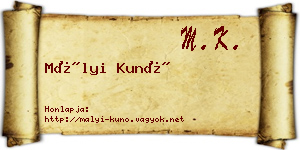 Mályi Kunó névjegykártya